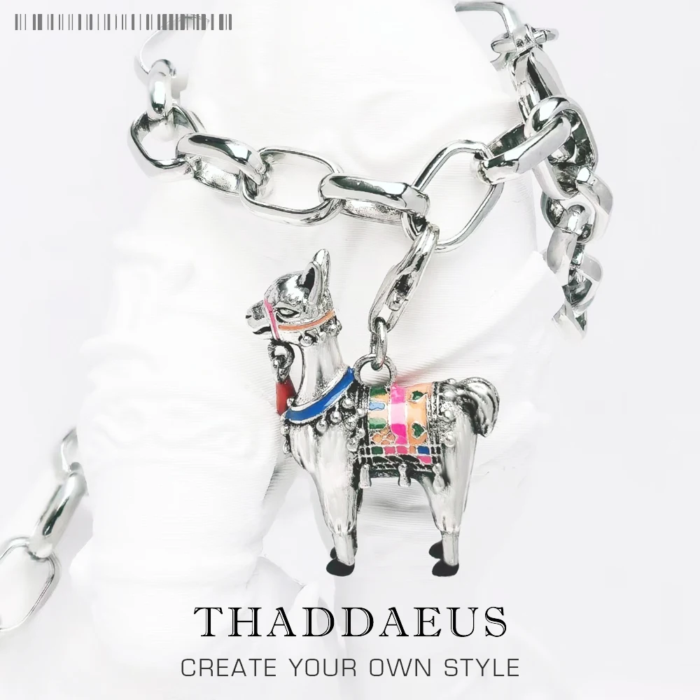 

Браслет с ламой-альпакой, подарок для женщин из серебра 925 пробы в европейском стиле, летняя Совершенно новая цепочка со звеньями на удачу, ювелирные изделия