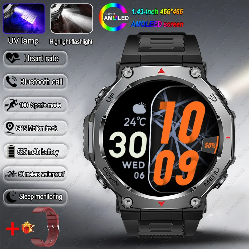 2025 NEW For HUIAWE GPS Smart Watch Men 10ATM IPX8 Waterproof Smart Watches Compass Altimeter Barometric 1.43'' AMOLED Bracelet