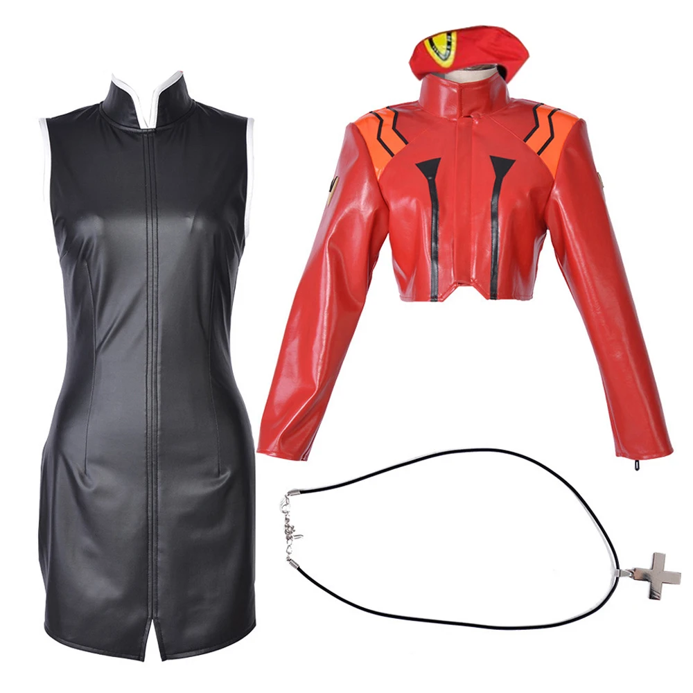 

Anime Katsuragi Misato Leather Coat Cosplay Costume Hoodie Jacket Customized