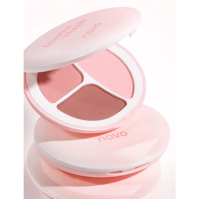 

NOVO 3-color Blush Highlighter Palette Powder Peach Nude Long-Lasting Rouge Blusher Face Mineral Contour Korea Makeup Cosmetics