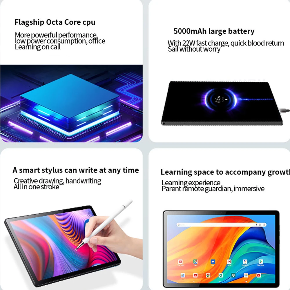 (World Premiere) BDF 10.1" HD Display Android 13 Tablet 6GB RAM 128GB ROM 6000mAh Battery Wi-Fi+Mobile Nano-SIM 3G Network