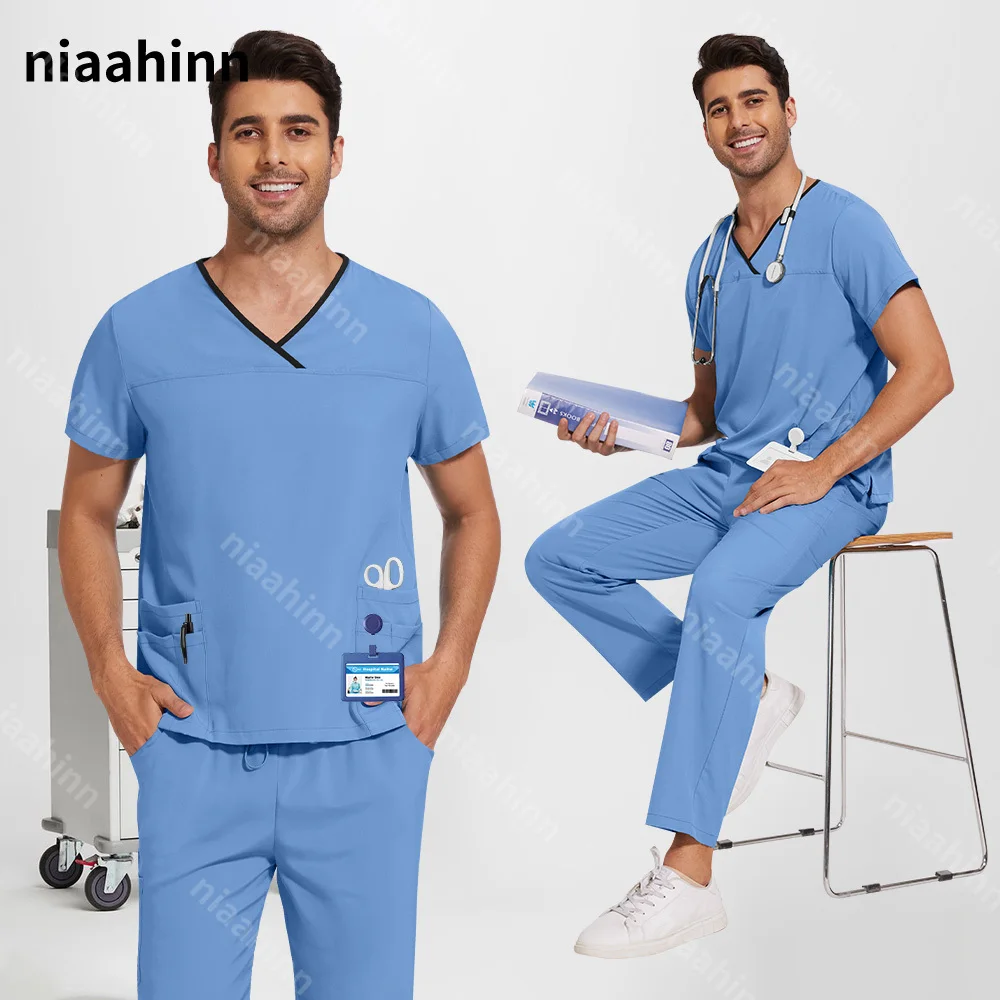 

Dentist Scrub Suit Pharmacist Work Set Nursing Scrubs Sets Overalls Short Sleeved Pet Doctor Surgical Sets Men Nurse Accessories