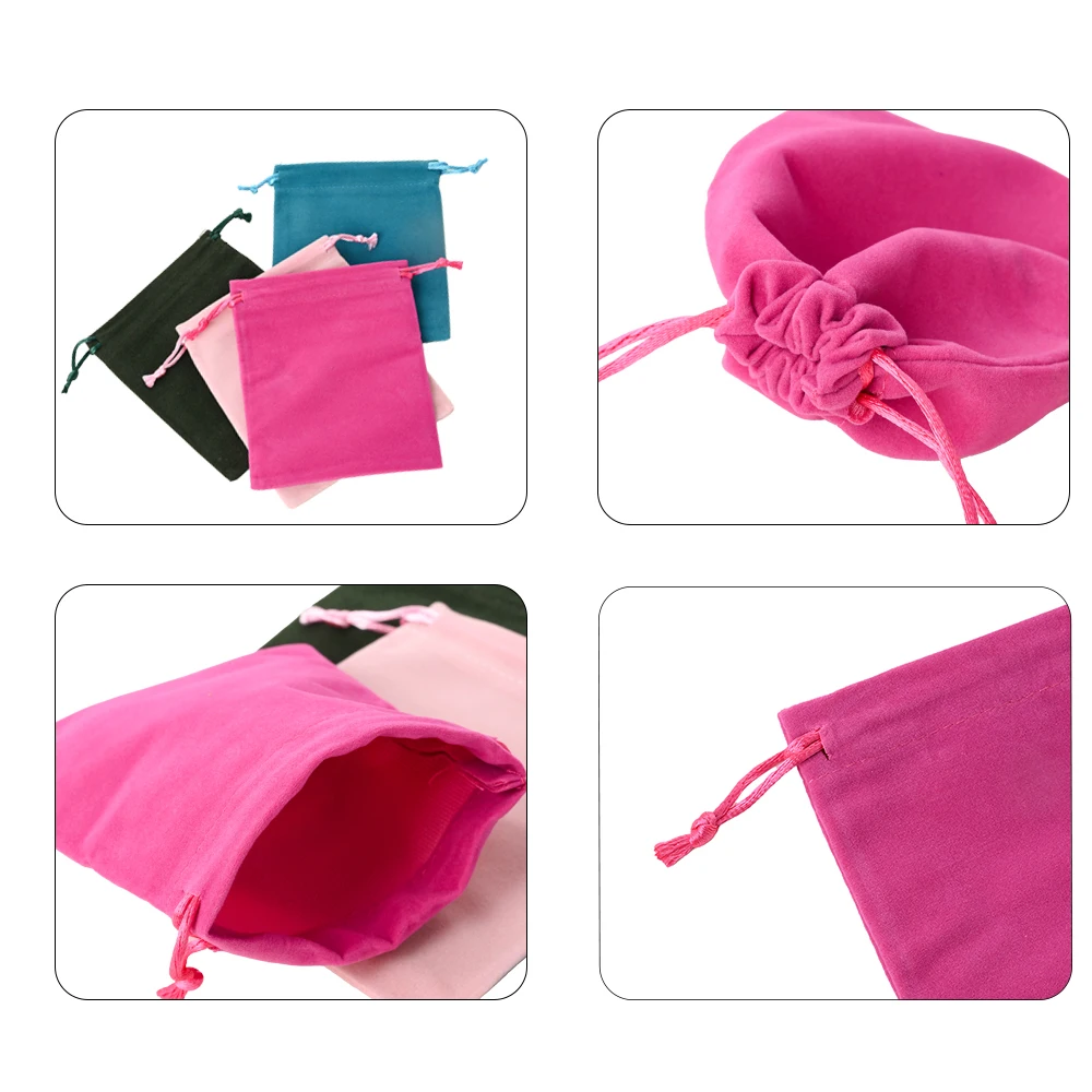 10 Stück Bunte Samt-Geschenktaschen mit Kordelzug für Schmuckaufbewahrung und Verpackung kleiner Waren – Detail 5