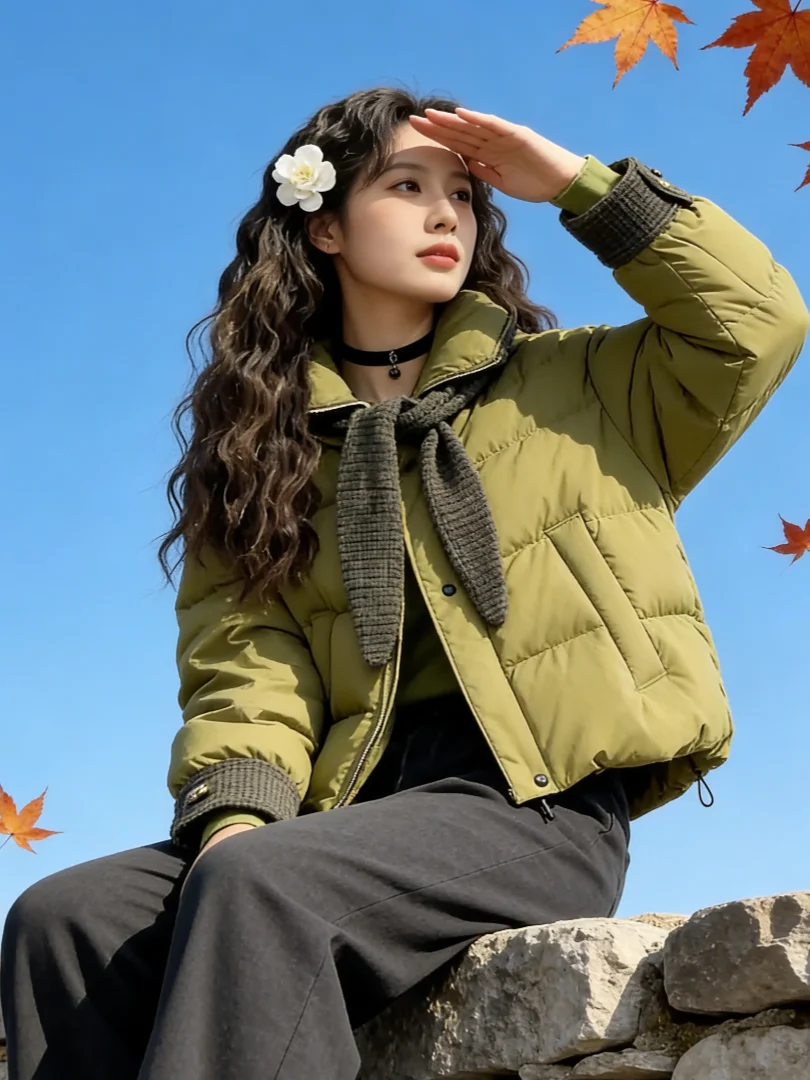 

Утепленная зимняя стеганая куртка из хлопка в корейском стиле, маленький размер, свободный крой, длинный рукав, для повседневной носки