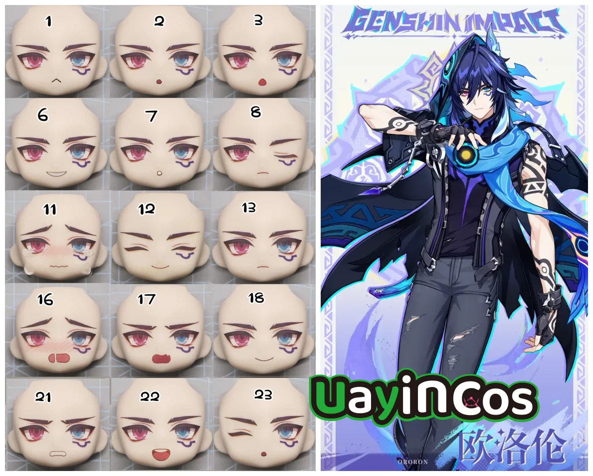 Genshin impacto ororon artesanal ob11 ob22 ob24 adesivo de água faceplate escudo gsc bjd boneca acessórios anime figura brinquedo crianças