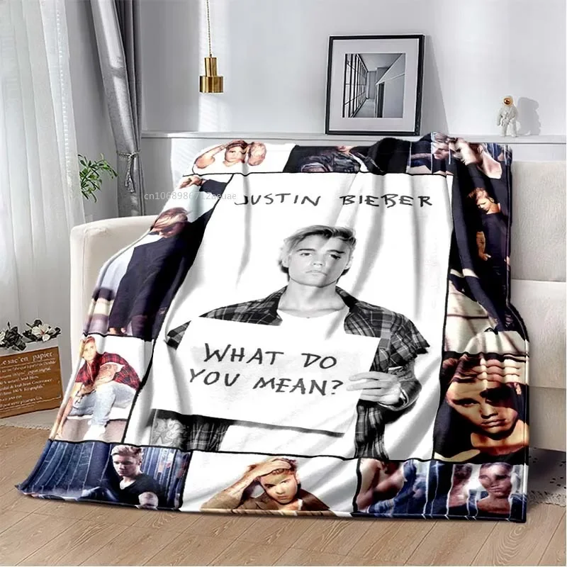 Justin Bieber Flannel Blanket Canadian Singer Fashion Print Blanket Studio Album Home Bedroom Sofa Gift Bed Office Picnic Cover