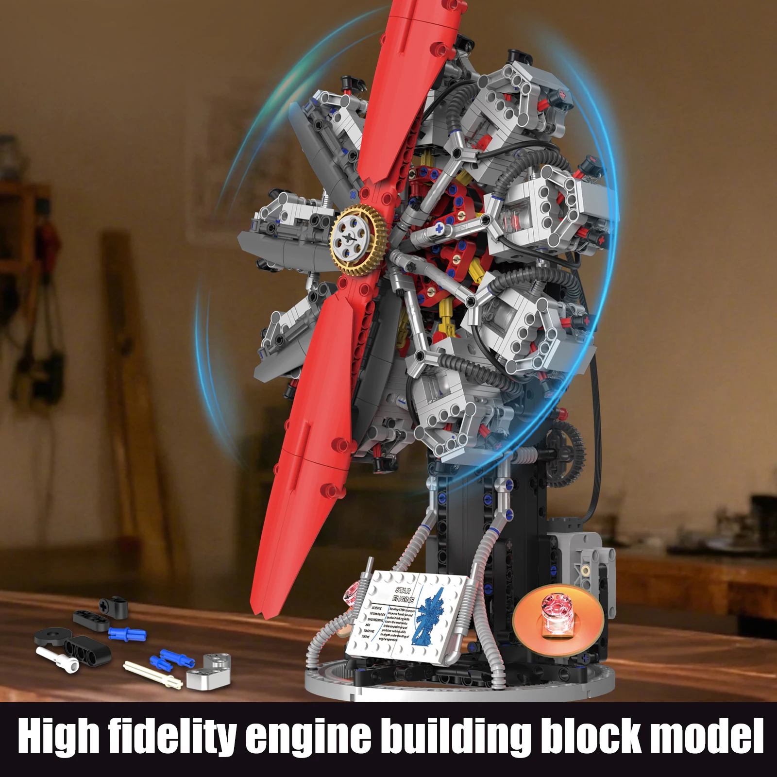 

Набор строительных блоков для самолетов V12, украшения для сборки модели механического двигателя, подарок на день рождения для детей и взрослых