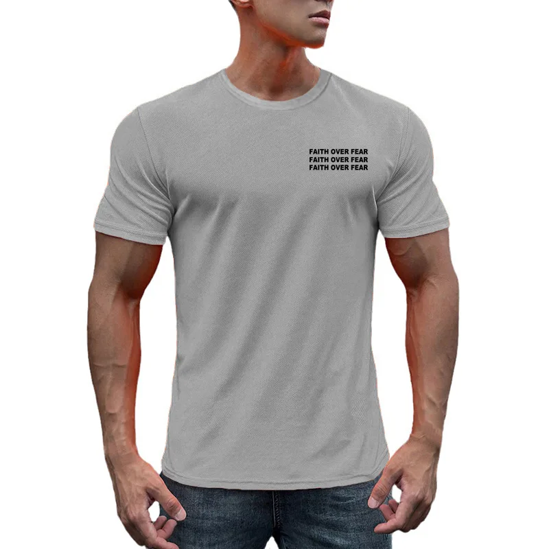 Summer Quick Drying Fitness Short Sleeved Men's American Slim Fit Breathable And Muscular Base Shirt Round Neck Looks Strong