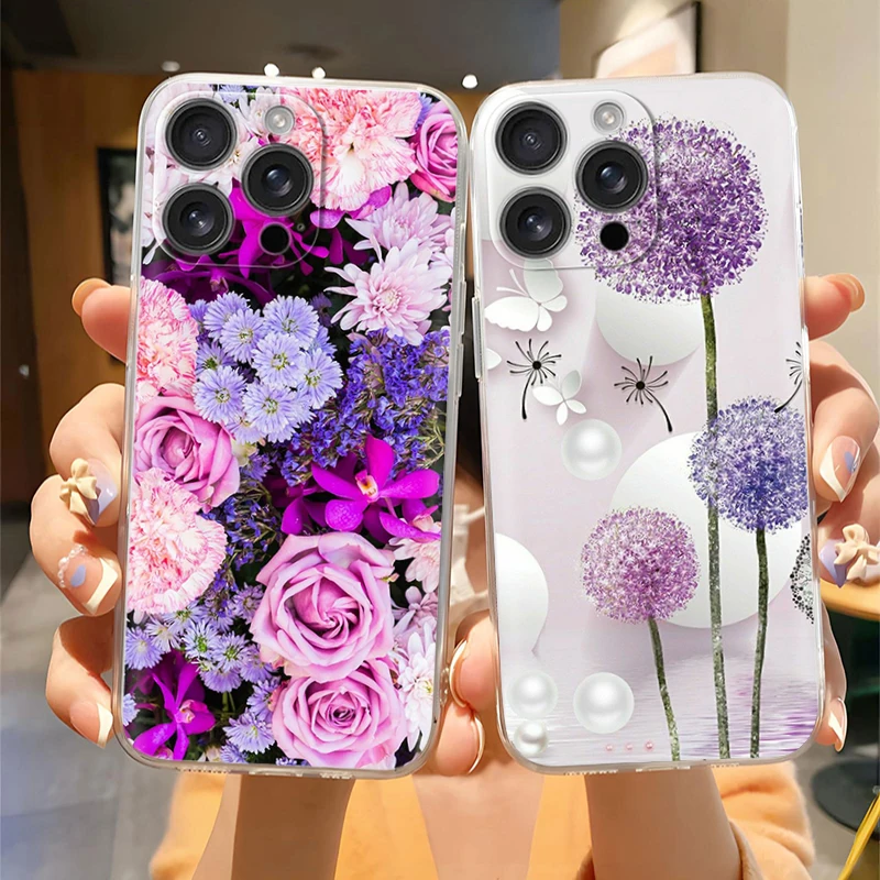 

Silicone Phone Case For iPhone 16 Pro Max Fundas Cute Cartoon Painted Back Shell For iPhone16 Pro Plus Max Soft Back Cover Coque