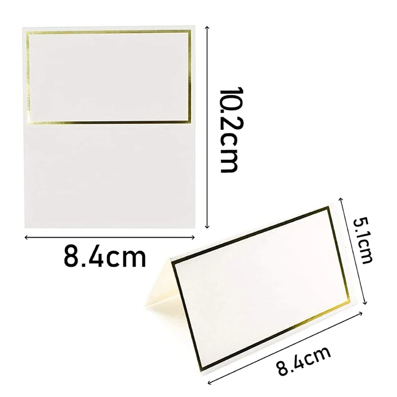 120 Piece Place Cards Small Tent Cards Gold & White Paper Suitable For Weddings, Banquets, Table Cards, And Name Cards