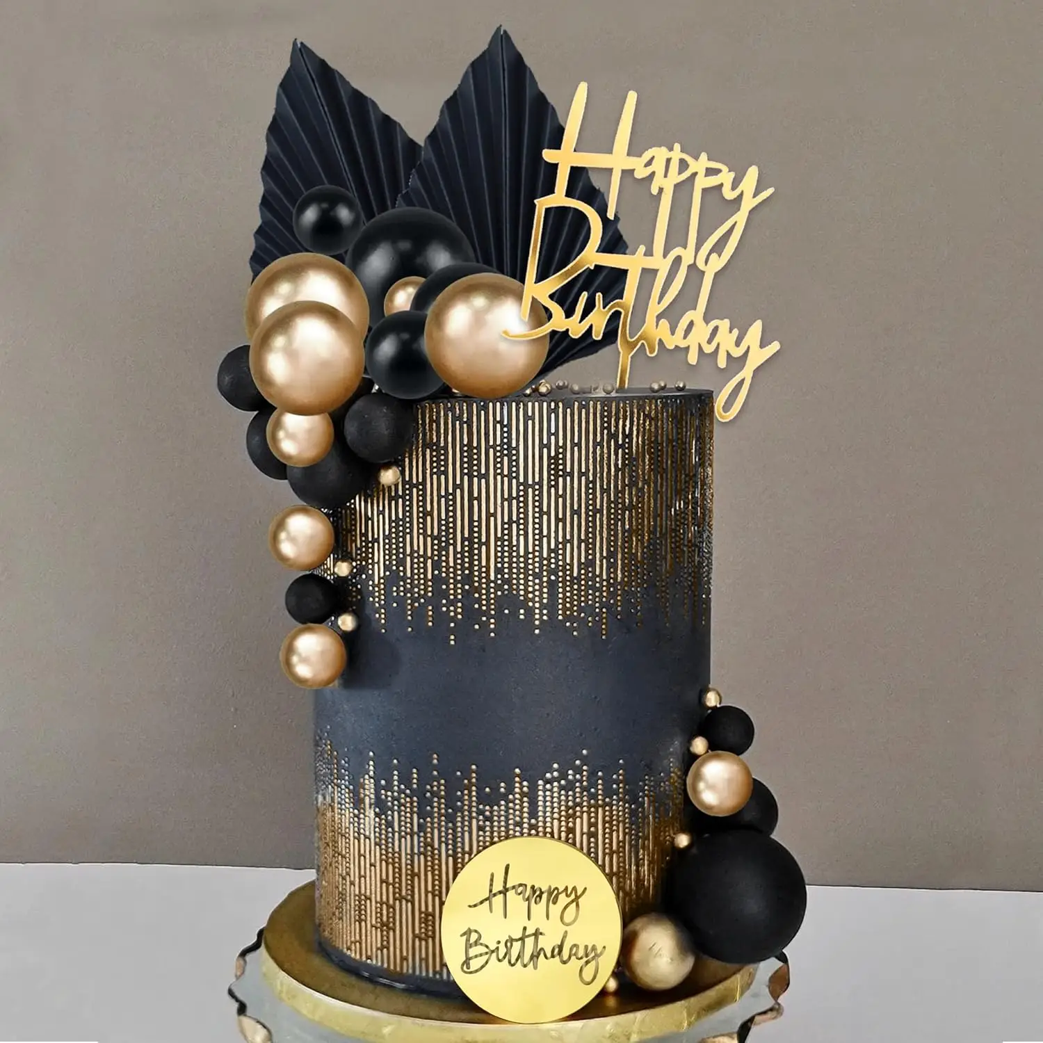 26-teiliges Geburtstagskuchen-Topper-Set, Acryl „Happy Birthday“-Kuchenaufsätze, Zahlen, Kronen-Kuchenaufsatz, kugelförmiger Kuchen