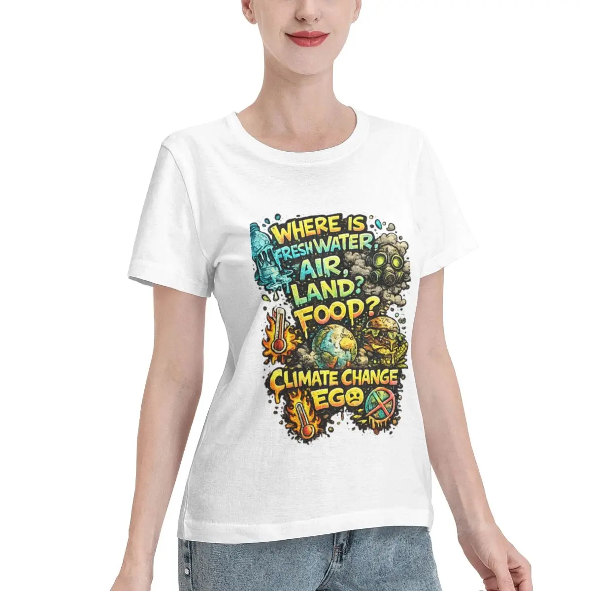 All Season Wear Where Is Fresh Water Air Land Food Women's T-shirt Matching Outfit Oversized Top