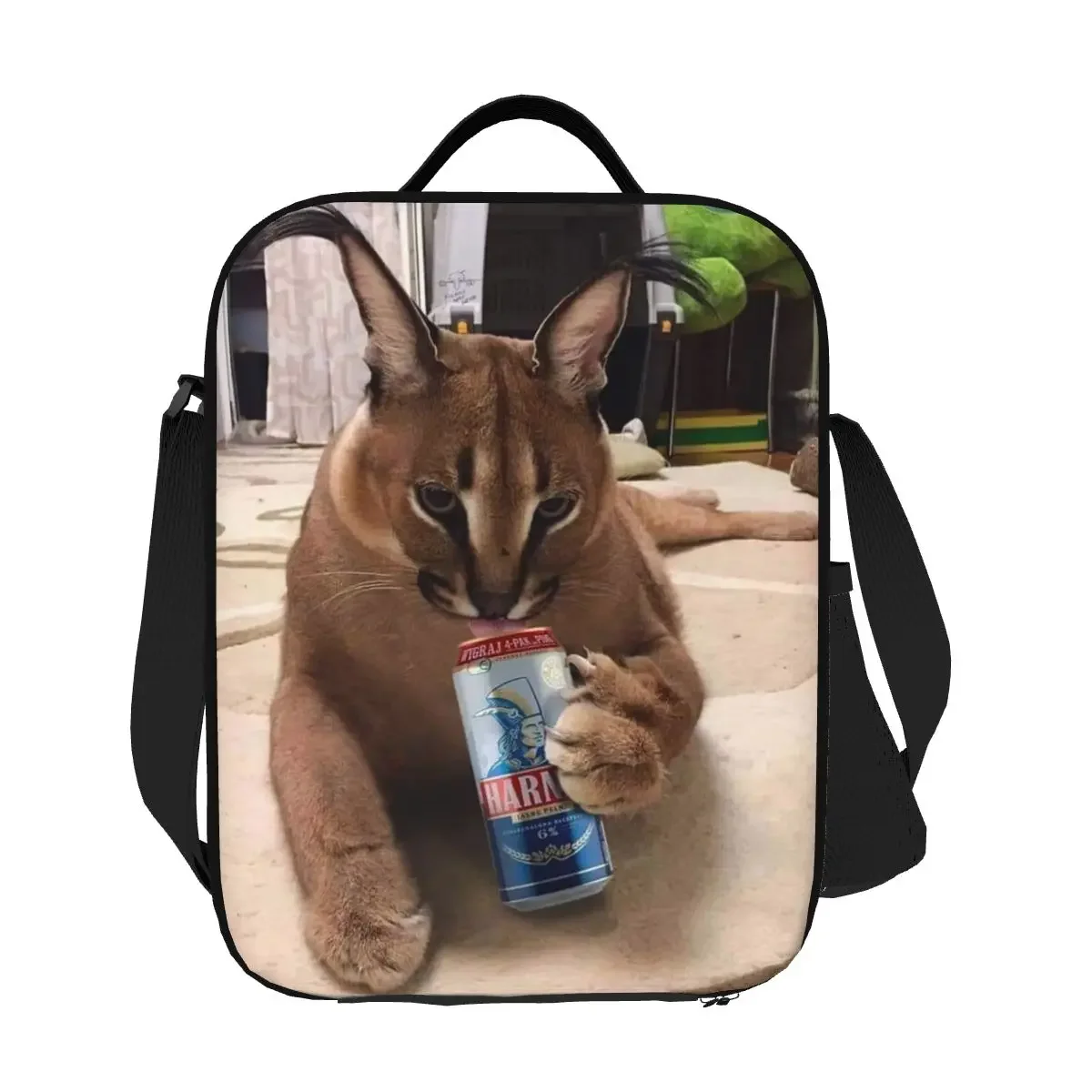 Grappige Floppa Drinken Geïsoleerde Lunch Draagtas Voor Vrouwen Caracal Kat Draagbare Thermisch Voedsel Lunchbox Kinderen School Kinderen