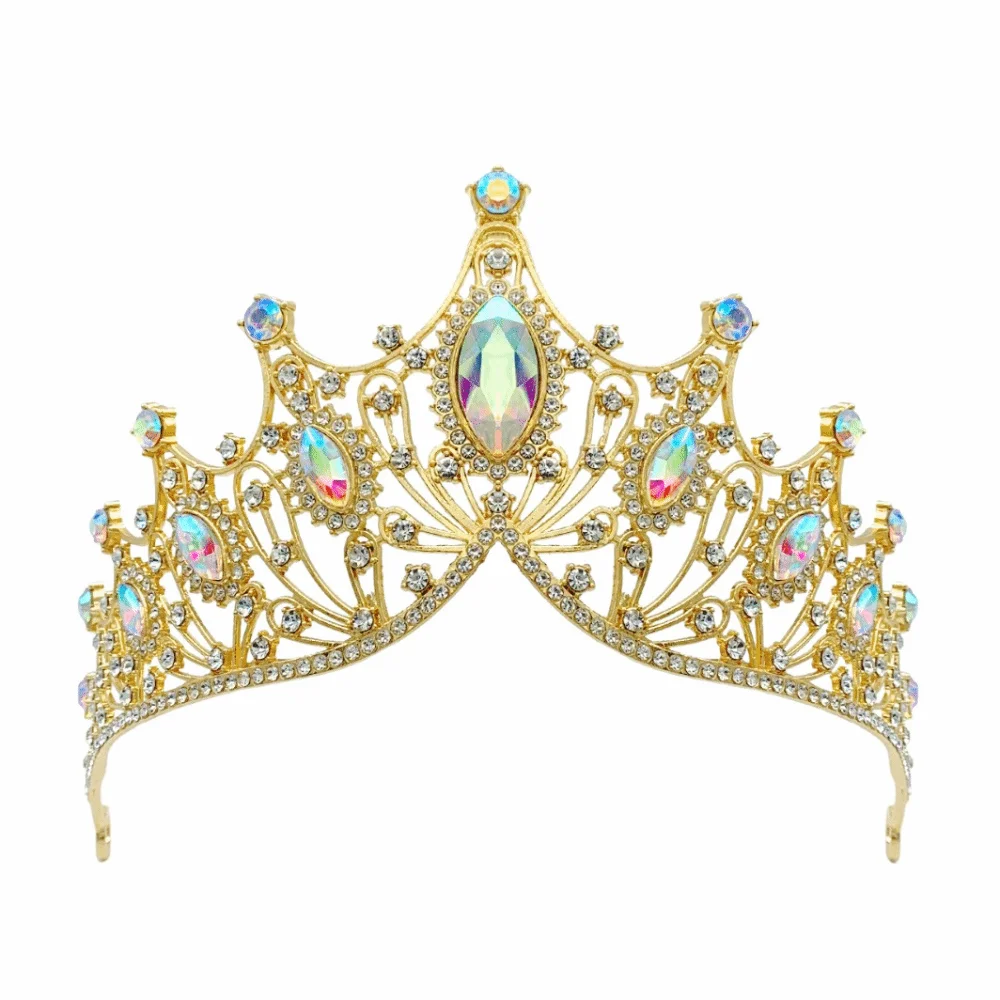

Vintage Rhinestone Queen Princess Crown Alloy Hair Accessories Bridal Headband Baroque Prom Dress Jewelry New Year