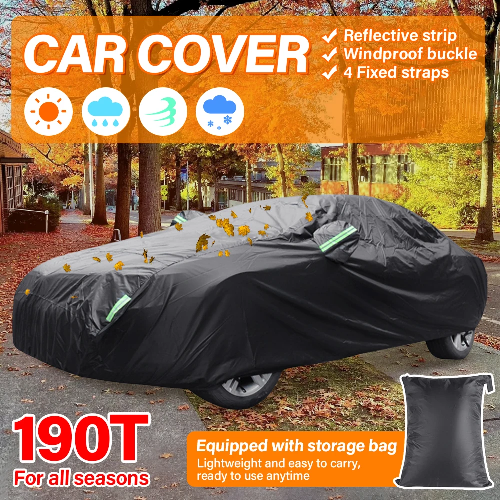

Car Cover Full Exterior Black Universal SUV/Sedan Full Car Covers Outdoor Waterproof Sun Rain Snow Protection UV