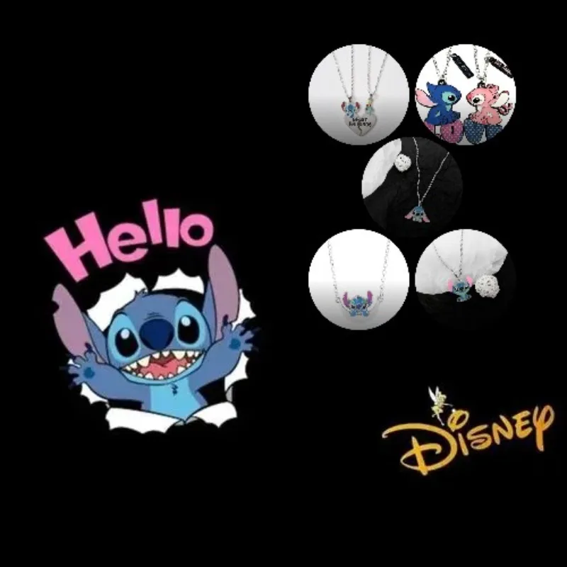 

Disney Lilo&Stitch Lovers Necklace Anime Figure Cute Anime Alloyed Necklace Merchandise Decoration Birthday Valentine's Day Gift