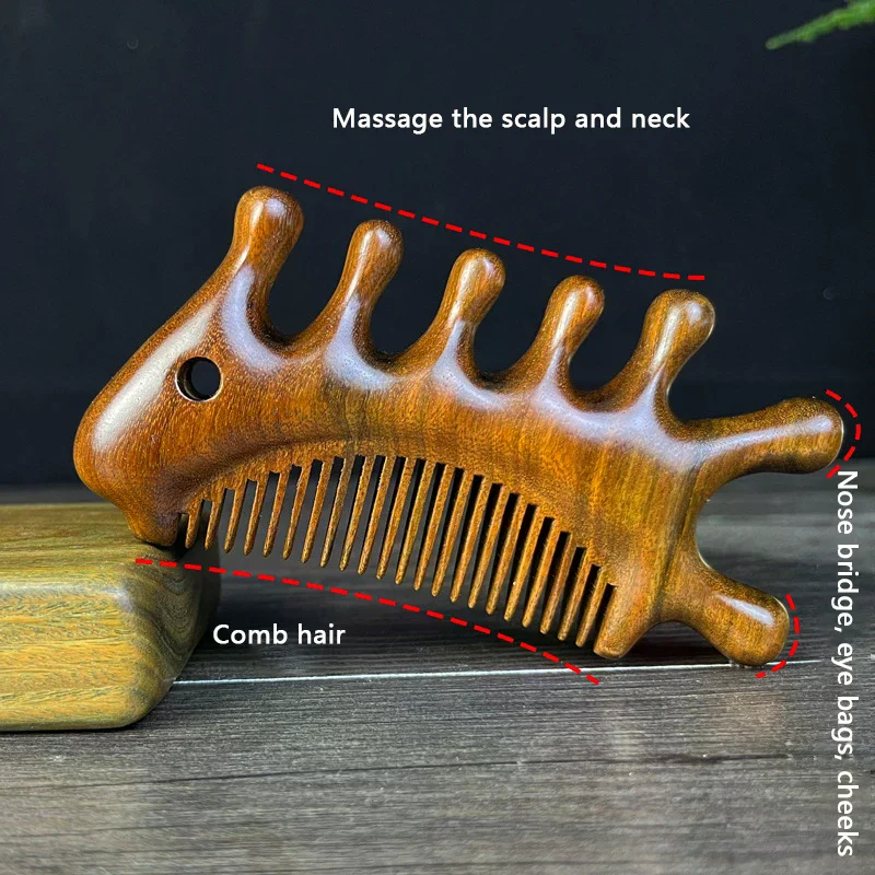 

1 шт., массажная расческа, кровообращение, деревянная расческа из сандалового дерева, меридиан кожи головы, расслабляющий антистатический инструмент для укладки, салонная щетка для волос