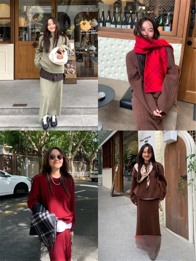 

Женский шерстяной комплект-двойка: свитер и джемпер с длинным рукавом, осенняя новинка 2024, модный повседневный стиль