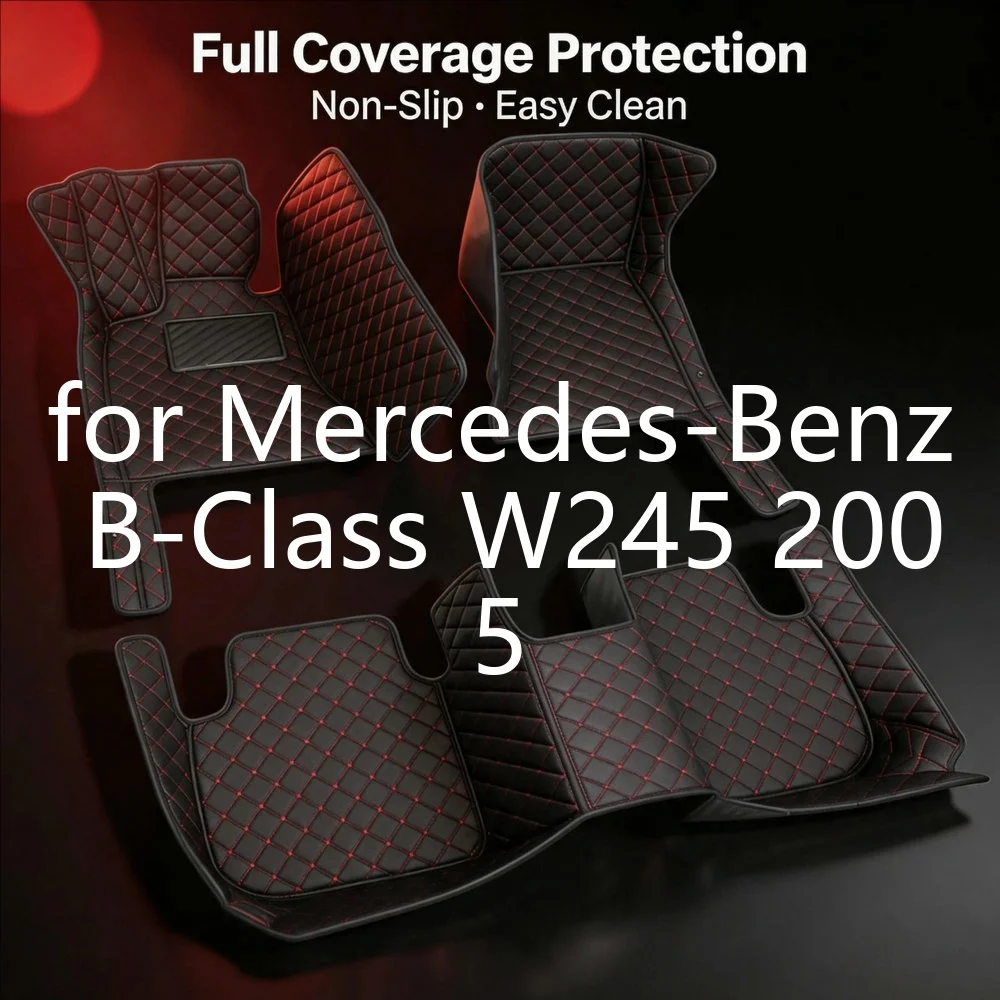 Maßgeschneiderte Auto-Fußmatten aus Leder für Mercedes-Benz B-Klasse W245 2005–2011, 5-Sitzer, wasserdicht, rutschfest, verschleißfest, leicht zu reinigen, Auto-Fußmatten,