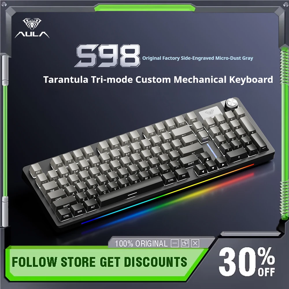 Aula S98 Wireless Side Engraving Keyboard Three Mode Gasket Hot-swapping RGB Customized E-sports Gaming Keyboard Mouse Set