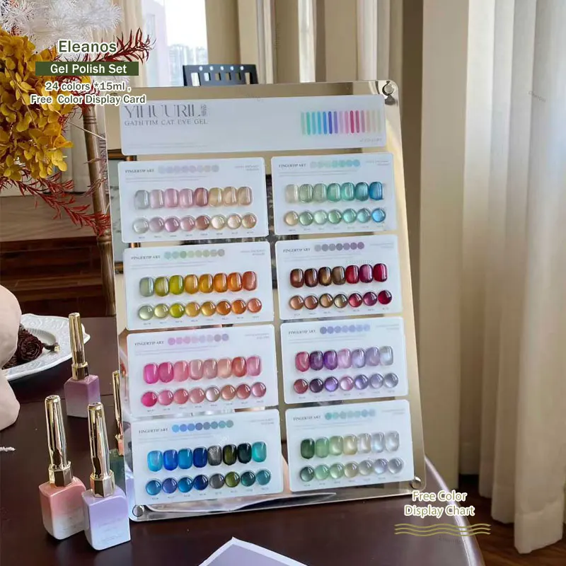 Eleanos 60 couleurs cristal gemme Gel magnétique ensemble avec affichage Salon de manucure 2025 offre spéciale Kit d'art des ongles Non toxique UV oeil de chat Gel pour ongles