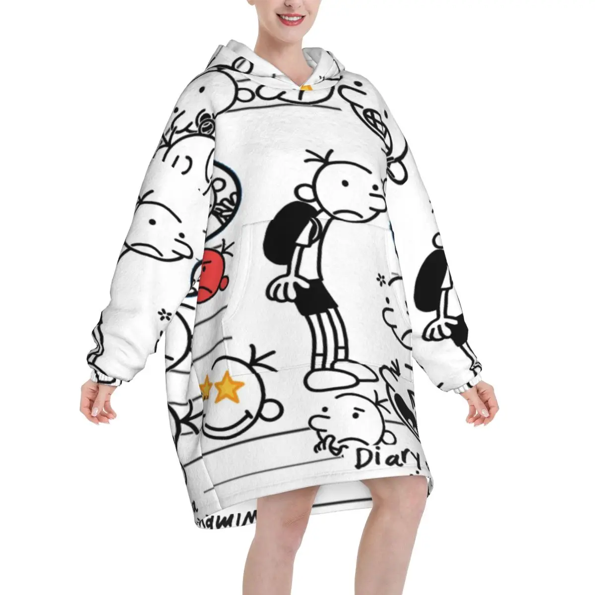 Diary Of A Wimpy Wearable Blanket Hoodie for Women Men Warm Cozy Oversize Blanket Sweatshirt Thick Fleece Hooded Blanket