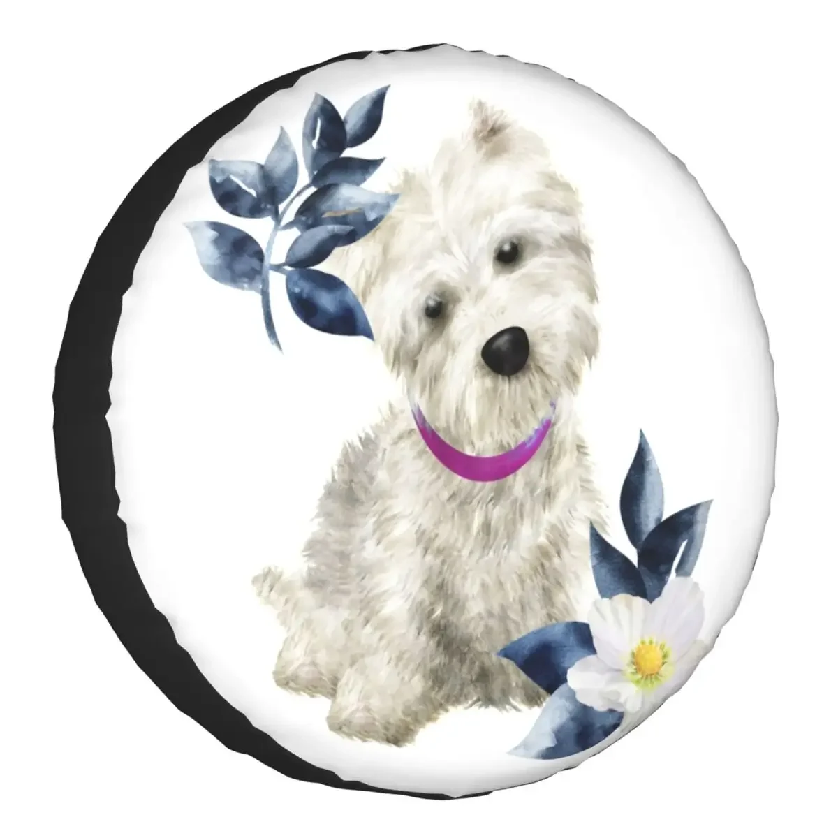 

Westie Flowers Spare Tire Cover for Jeep RV SUV West Highland White Terrier Dog Car Wheel Protector Covers 14" 15" 16" 17" Inch