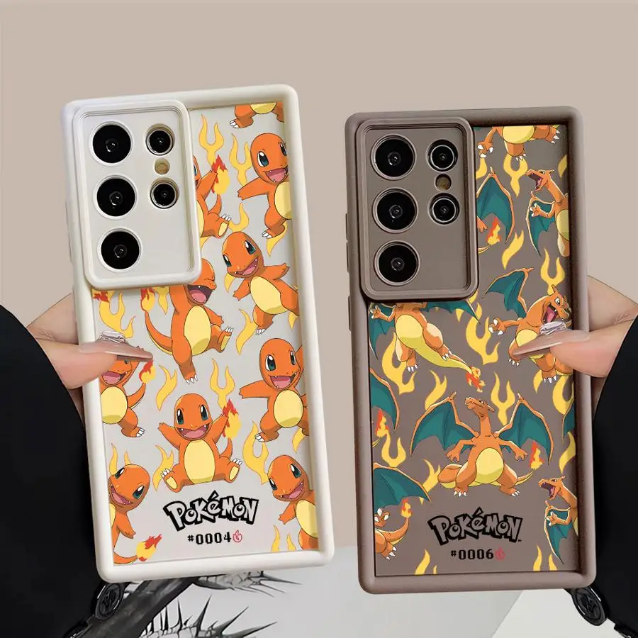 Cartoon Fire C-Charizard Silicone Case for Samsung Galaxy S23 S24 S25 Ultra S22 S20 FE S21 Plus Note 20 Shockproof Phone Cover