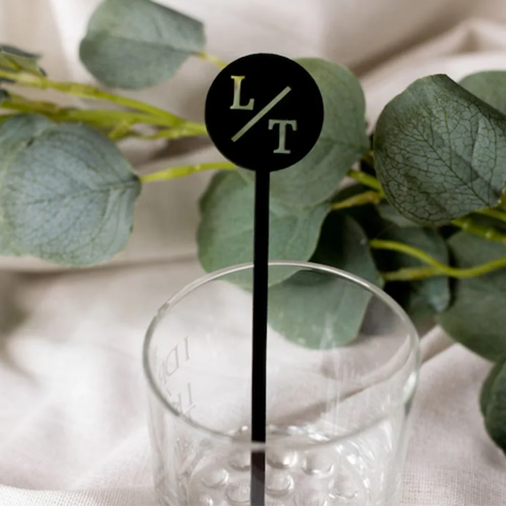 20-100PCS Engraved Personalized Letter Stirrer Wedding Drink Stirrers Custom Cocktail Stirrers Custom Drink Stirrers For Party