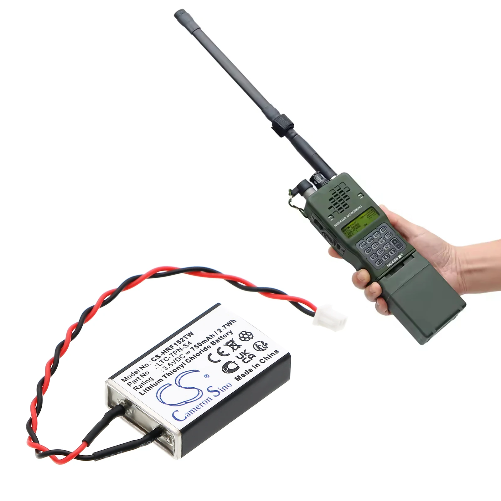 CS Replacement Battery For Harris AN/PRC-152 Falcon III AN/PRC-152(V)4(C)  750mAh / 2.7Wh  Two-Way Radio