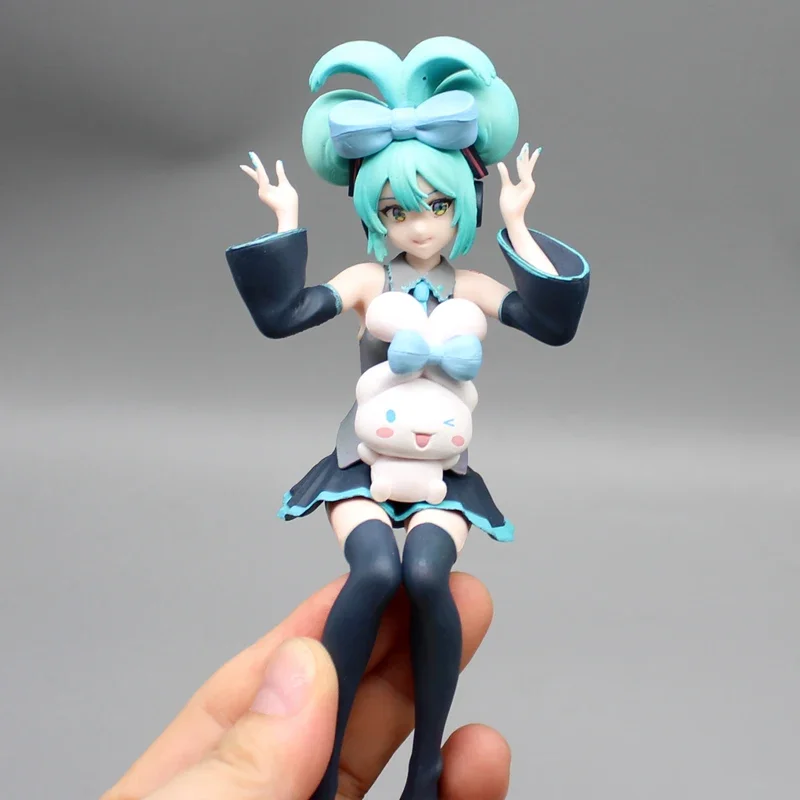 15.5cm Kawaii Anime Hatsune Miku Figure Bunny Dolls Noodles Stopper Miku Cinnamoroll Nendoroid Toys Model PVC Collectible Gift