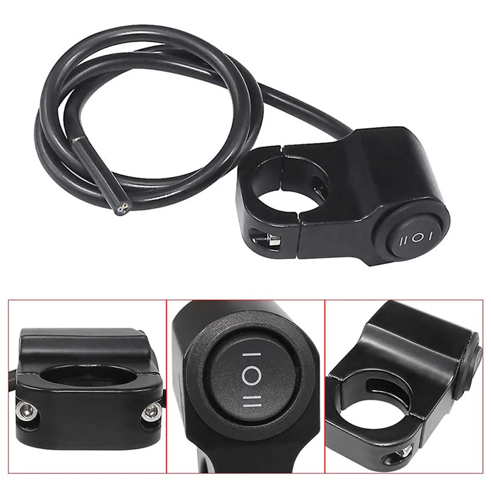 7/8in Motorcycle Handlebar Headlight ON/OFF Switch Light Button Aluminum Alloy Waterproof Fog Spotlight Switch for Scooter ATV