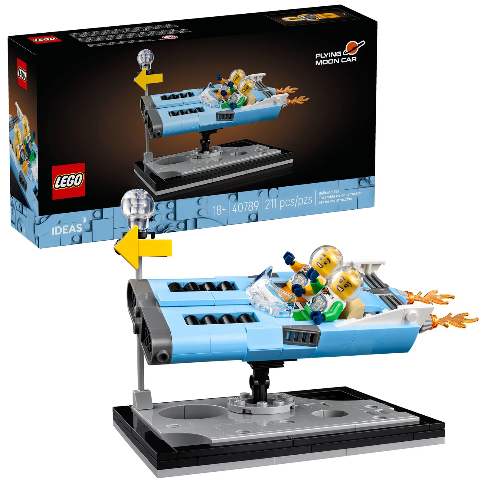 LEGO ® Latający Samochód Księżycowy 40789 z 2 Minifigurkami Kosmonautów w Kombinezonyach Kosmicznych dla Dzieci od 18 lat, 211 Elementów, Prezent Urodzinowy