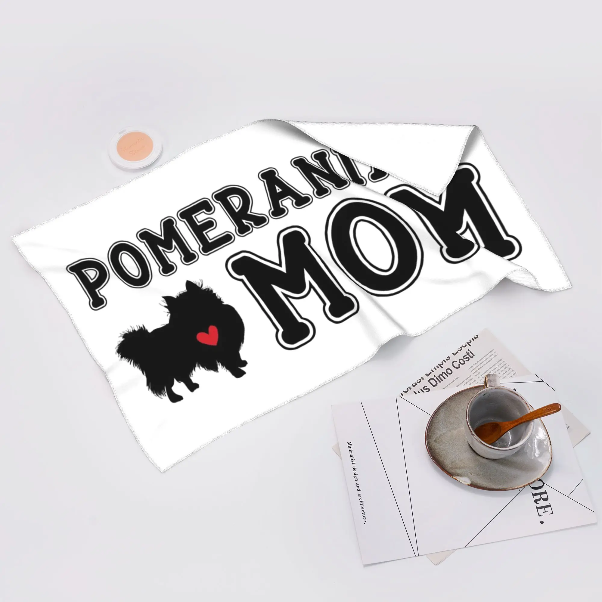 Custom Pomeranian Mom Soft Face Towel Quick Dry Pool Bath Cotton Towels Absorbent