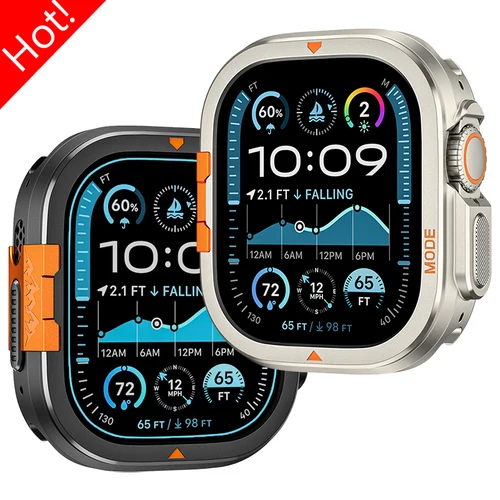 Caja de Metal de aluminio de lujo para Apple Watch Ultra 3/2/1 49mm 11 10 46mm funda protectora de marco de parachoques duro para IWatch Series 11 10