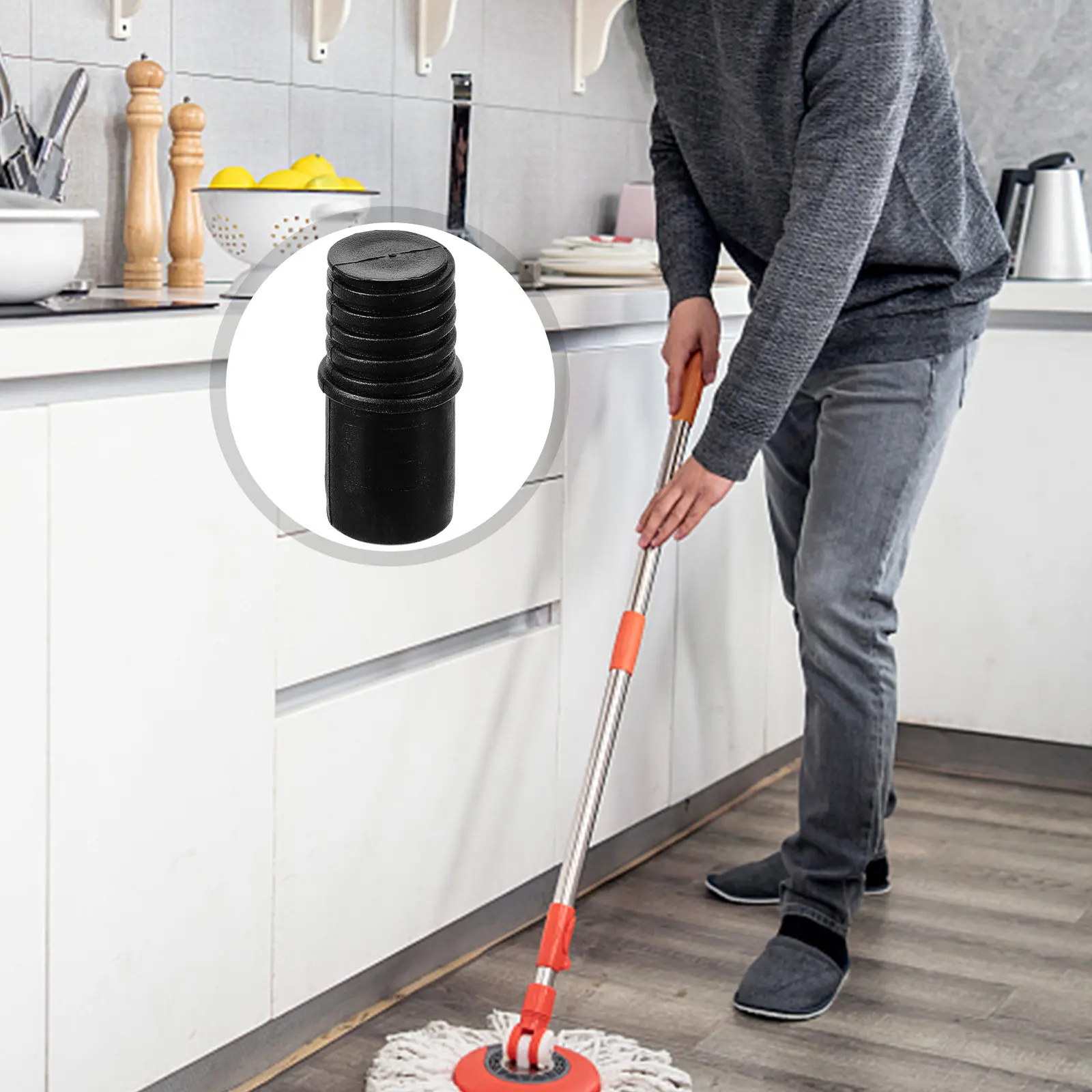Plastic Threaded Tip Broom Handle Replacement Extension Pole Adapter Threaded End Connector for Broom Mop Use Plastic Thread Tip