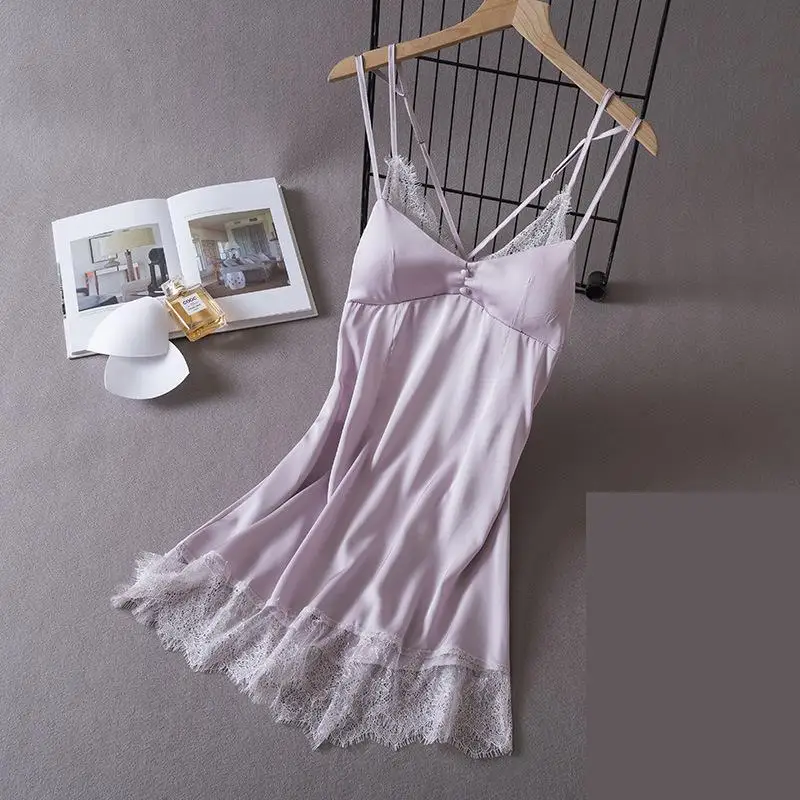 White Sleepwear Dressing Gown Sexy Backless Lace Nightgown Women Rayon Nightdress Lingerie Summer Nightwear Night Dress