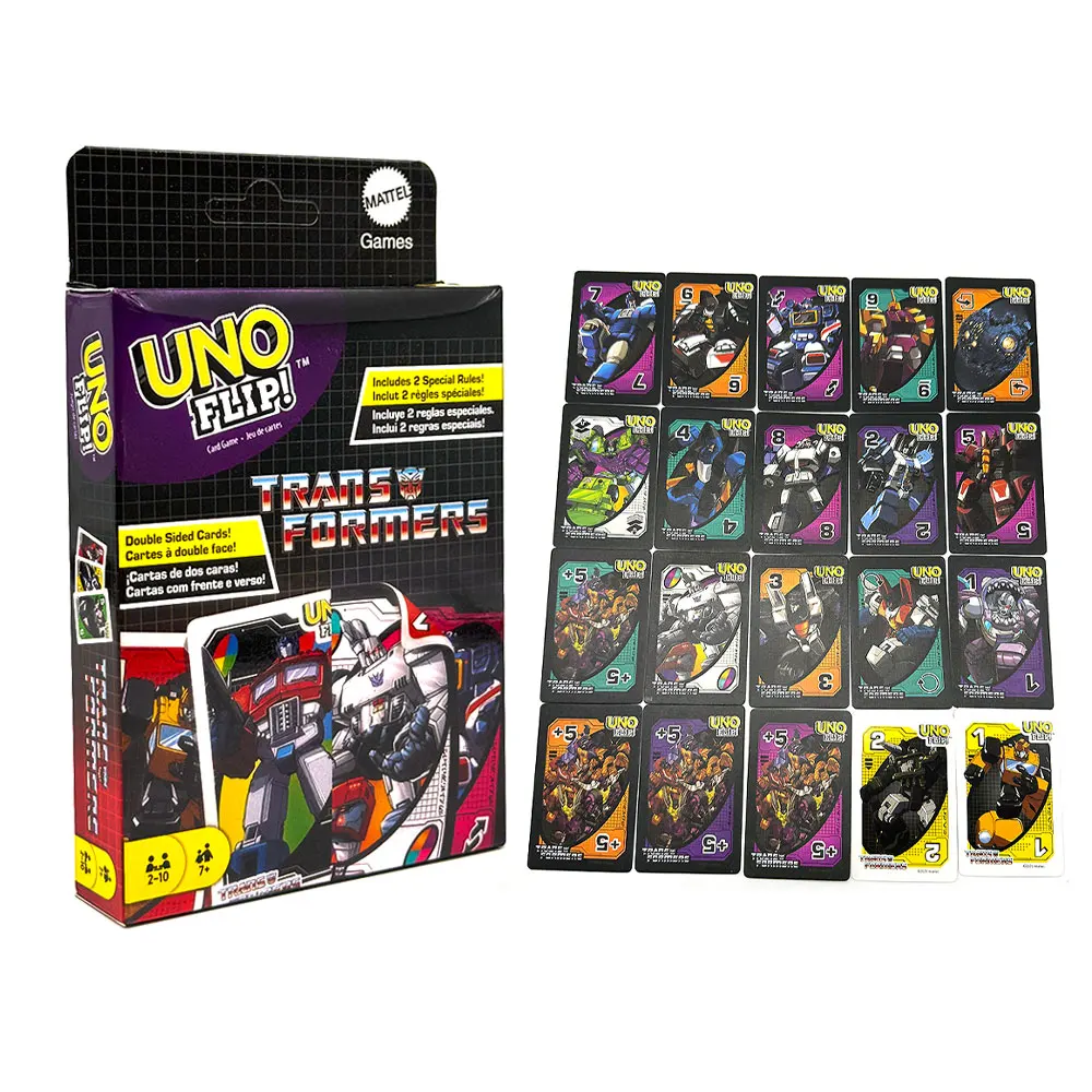 

Mattel Games UNO TRANSFORMERS Card Game for Family Night Featuring Tv Show Themed Graphics and a Special Rule for 2-10 Players