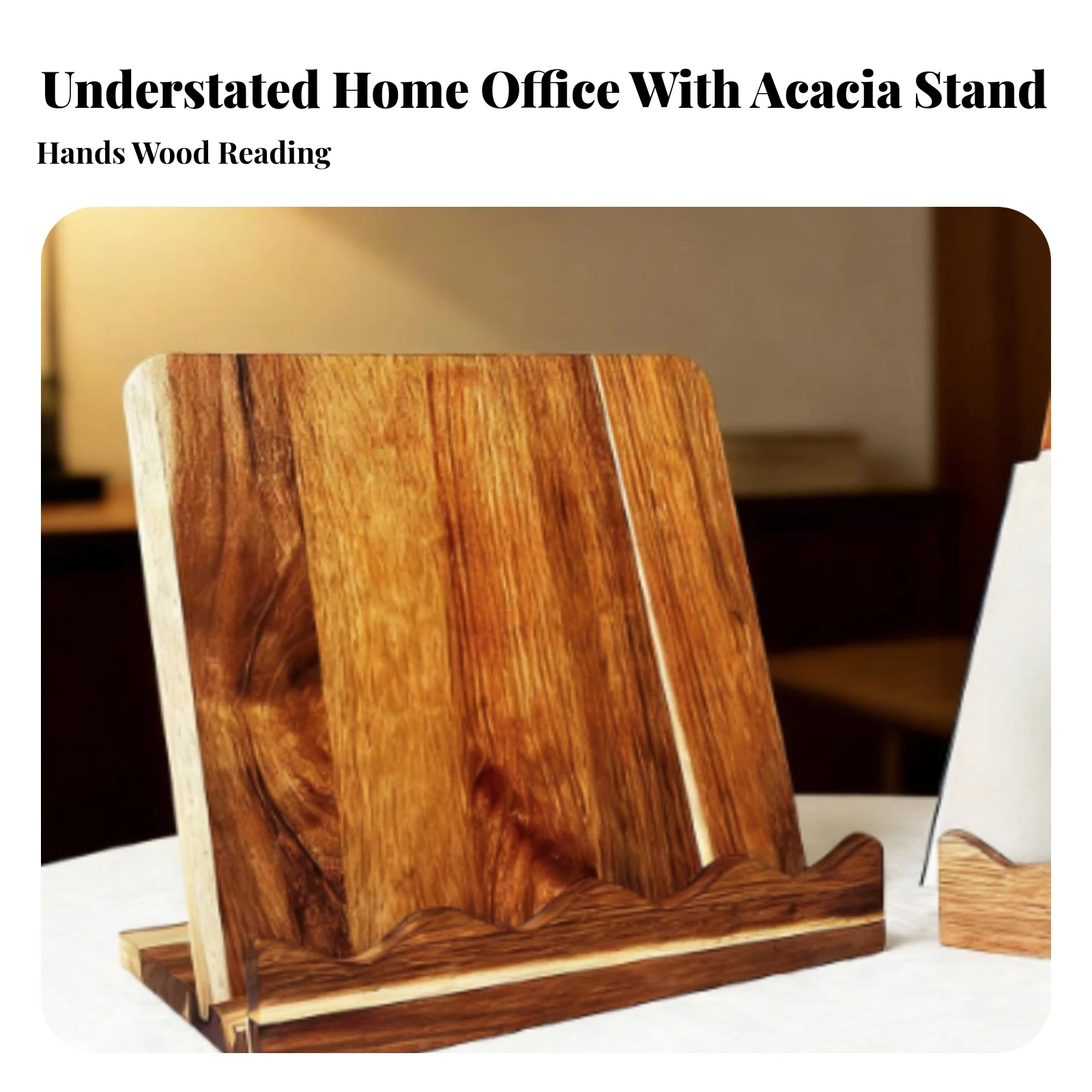 Recipe Book Holder Sturdy Wooden Book Stand Tablet Holder with Front Lip Versatile Bookstand Natural for Cooks, Kitchen Counter