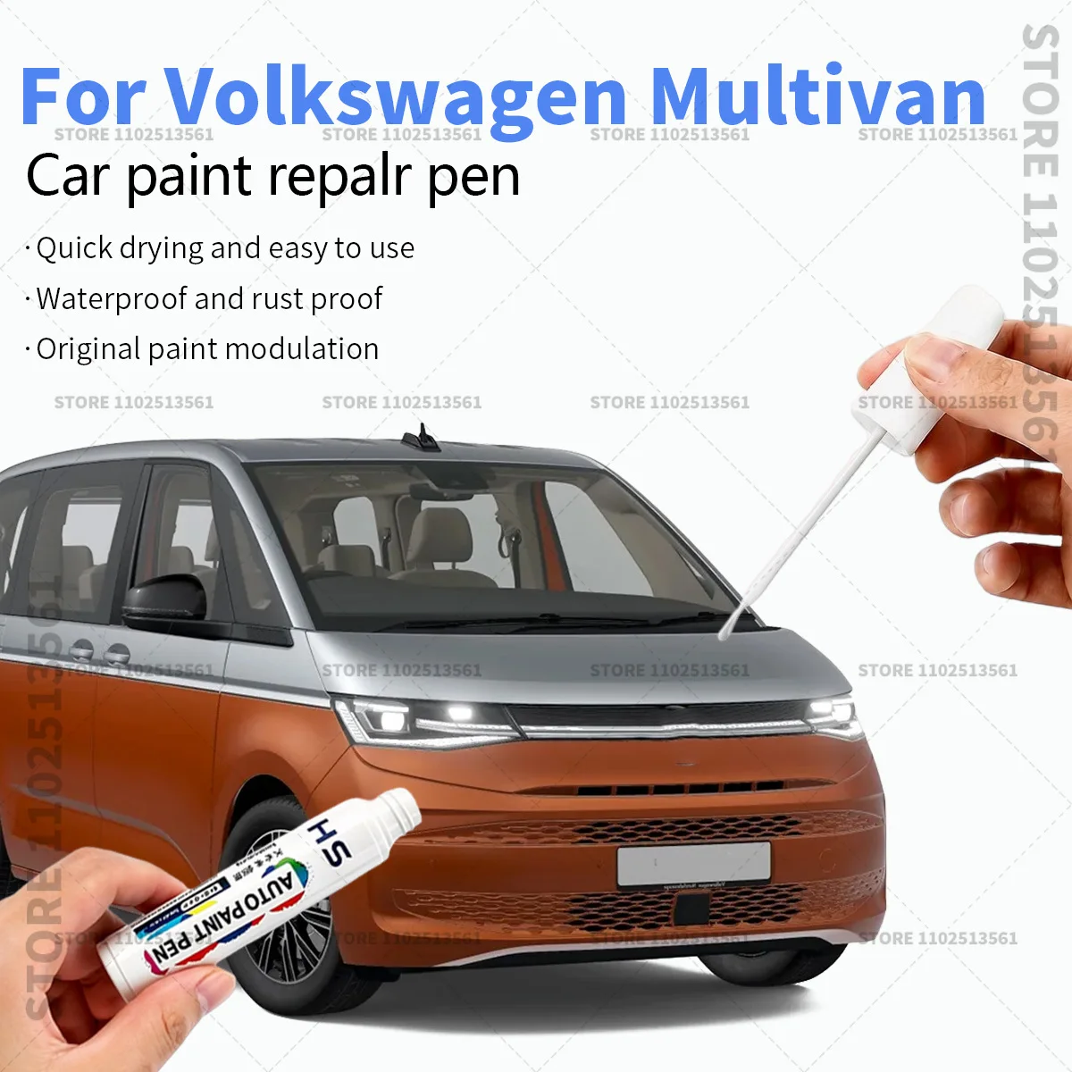 For Volkswagen Multivan Whtie Quick Dry Car Touch Up Paint Pen Auto Scratch Repair Brush for Paint Chips Scratches and Scuffs