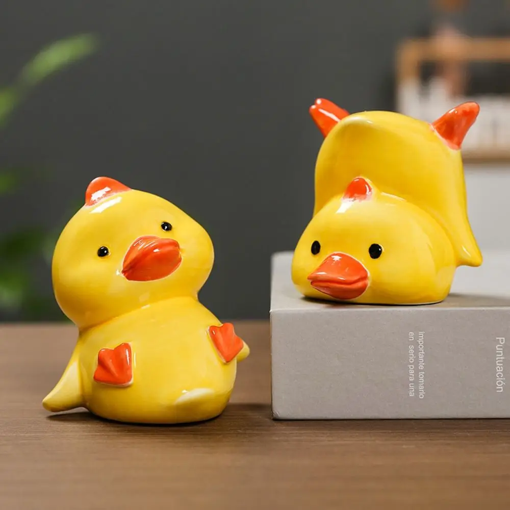 Keramik Ente Miniatur Figur Statue Sammlerstück Gelbe Ente Ornamente Cartoon Micro Landschaft Haustier Ente Landschaft Dekoration