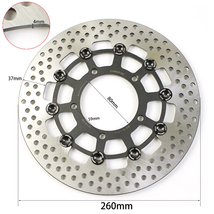 Disco freno rotore moto CNC alluminio 260mm 3 fori 5 fori pitching 70mm 59mm disco galleggiante per Yamaha BWS WISP moto