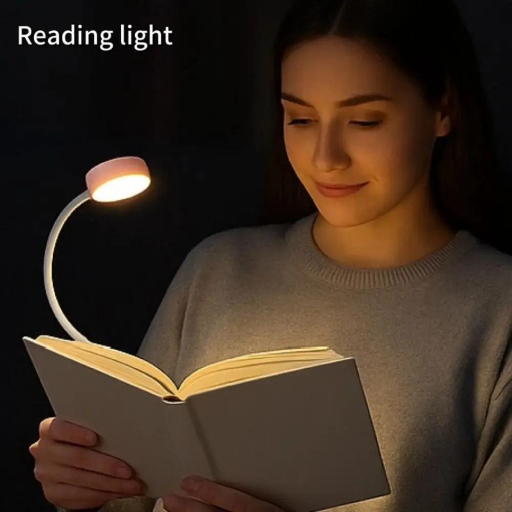 3 Colors Adjustable Reading Light Eye Protection Battery-Powered/USB Charging Reading Lamp Clip-On Base Portable