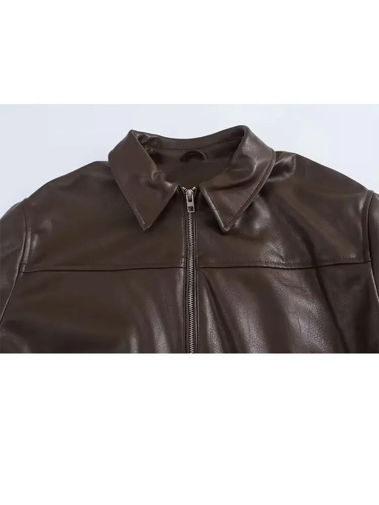 HH Vrouwelijke streetwear stijl jassen effen turn-down kraag lange mouwen zakken rits herfst jassen vrouw 2024 trendy 2 kleuren