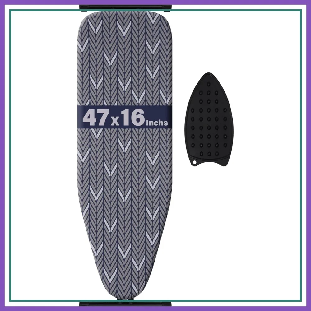 

Full Size Ironing Board, Metal Construction with Extra Thick Heavy Duty Padded Cover, Stable Anti-Skid Feet 47x16