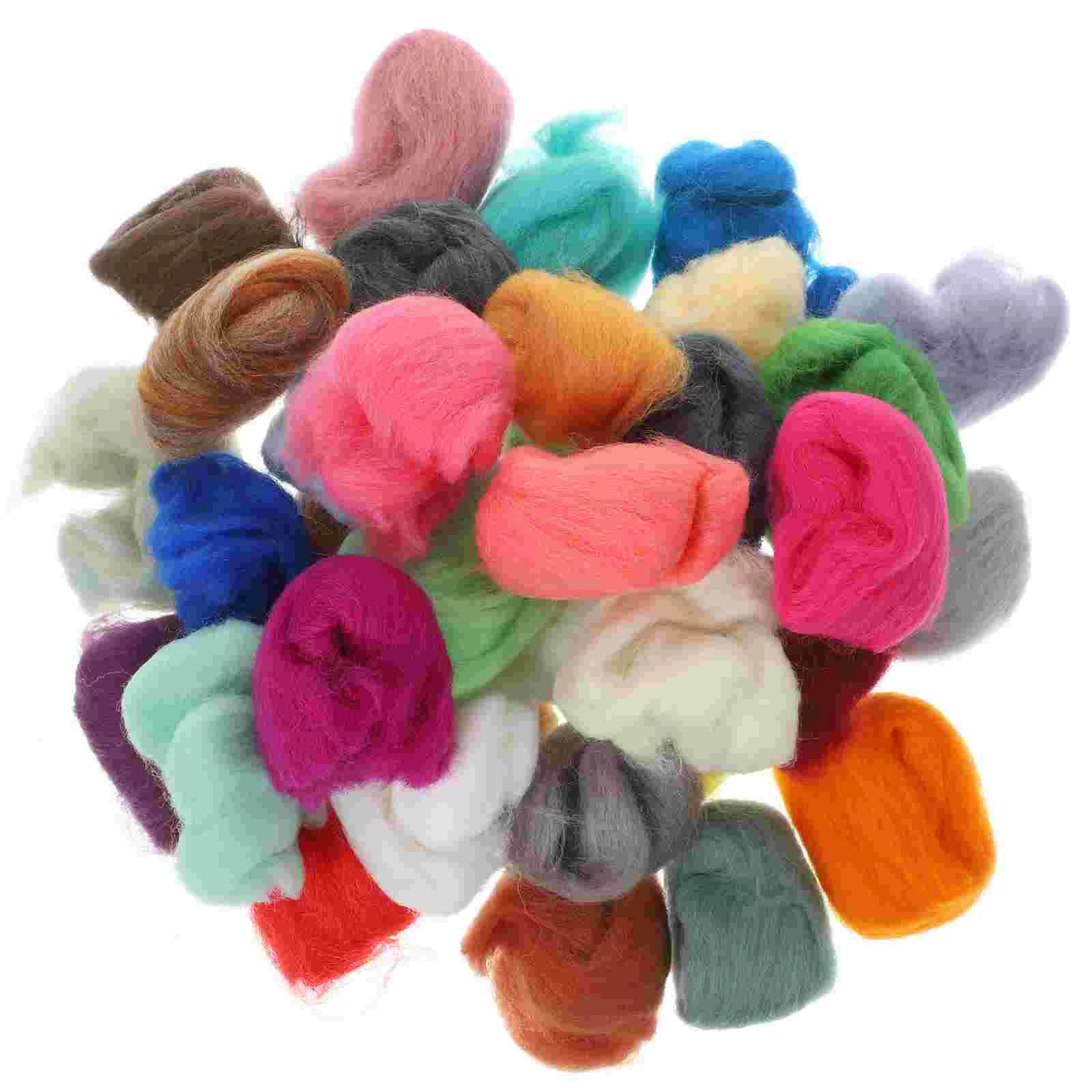 36 Colors DIY Felts Handicrafts Fluffy Yarn Felting Fiber Fleece Toy Woolen for Work