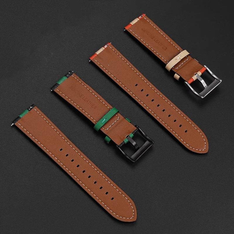 Correa de reloj de piel de vaca para Swatch Blancpain biocerámica Scuba Fifty Fathoms 22mm gris azul verde naranja unisex correa de reloj con código de color