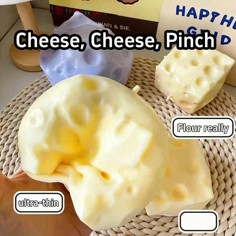 1Pc Jumbo Cheese Cube Stress Ball Big Cheese Shapeable Squeeze Ball Non-Bounce Fidget Toy Sensory Anti-Stress Festival Gift