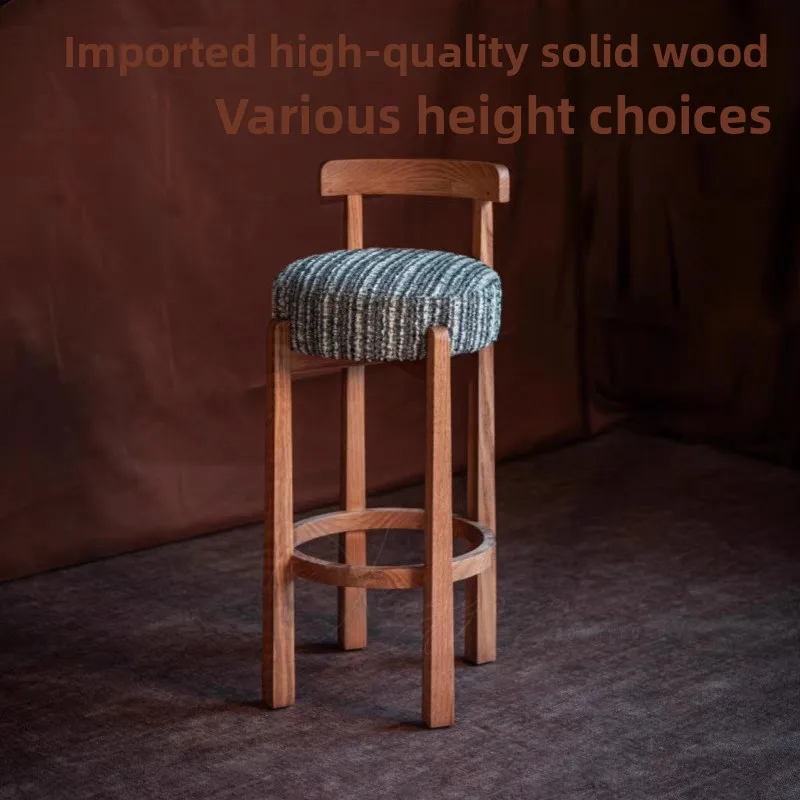 كرسي بار منزلي فاخر من الخشب الصلب الخفيف من خشب الرماد، كرسي مرتفع حديث وبسيط، كرسي مرتفع للمكتب الأمامي