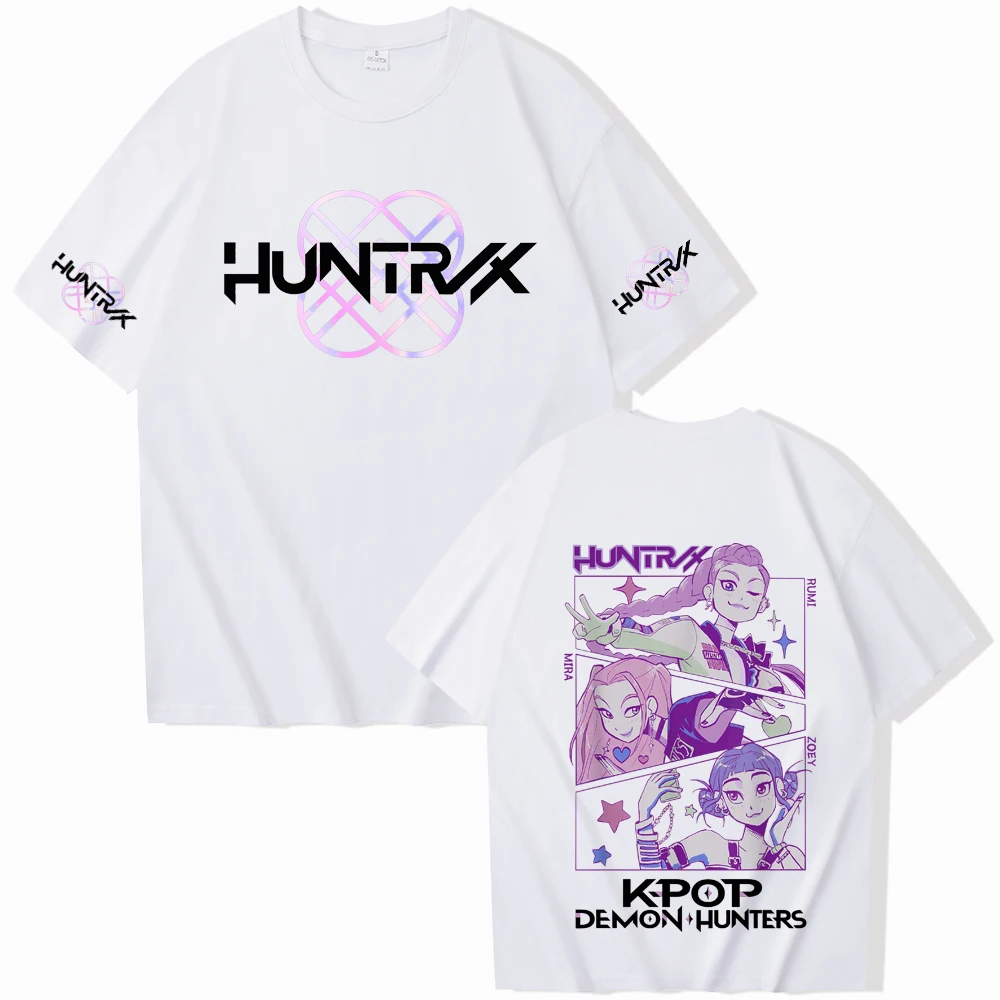 Аниме K-Pop футболка «Охотники на демонов» Harajuku Повседневная рубашка с круглым вырезом в подарок